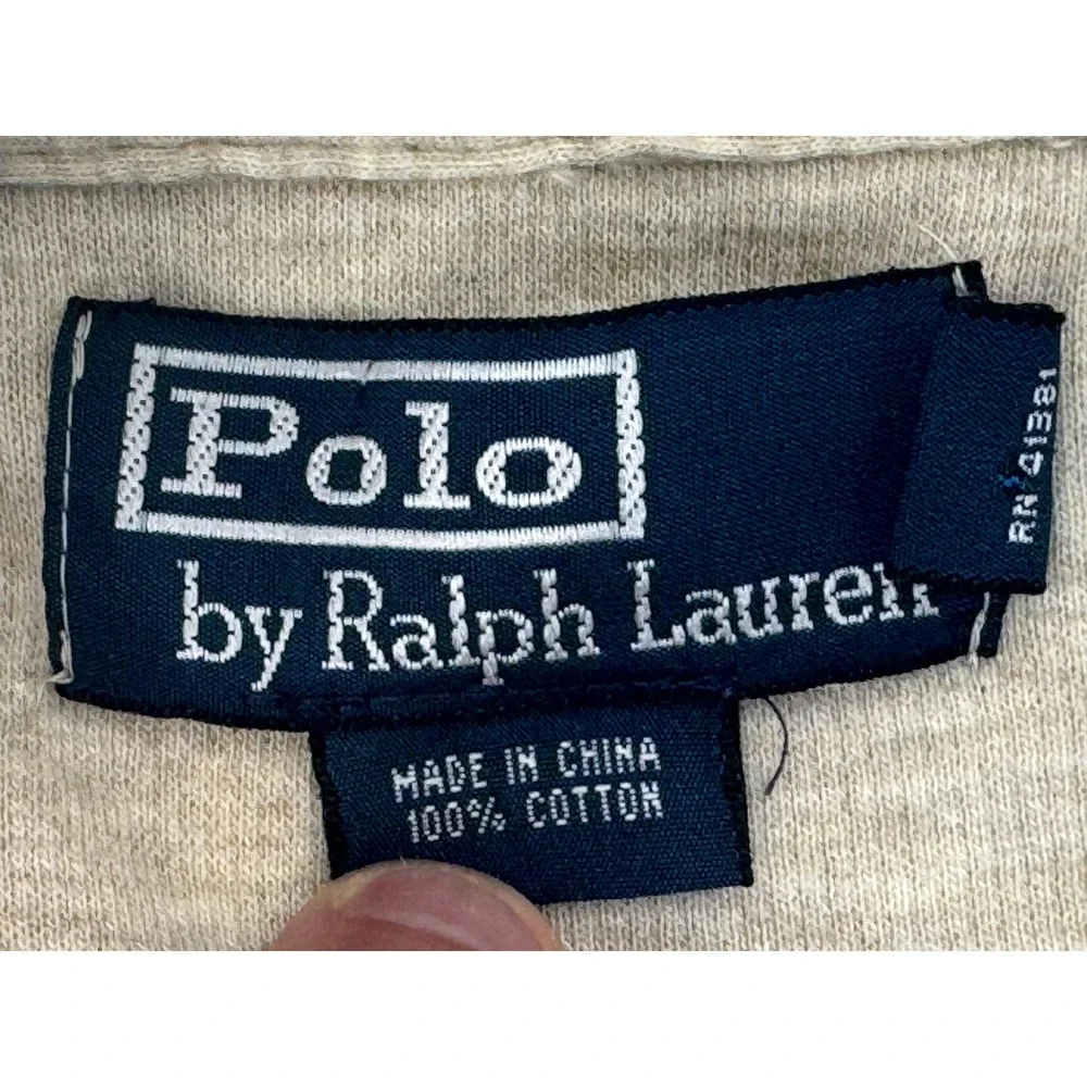 Polo Ralph Lauren Quarter Zip‎ Pullover Sweater XL Mens Beige Oatmeal Cotton